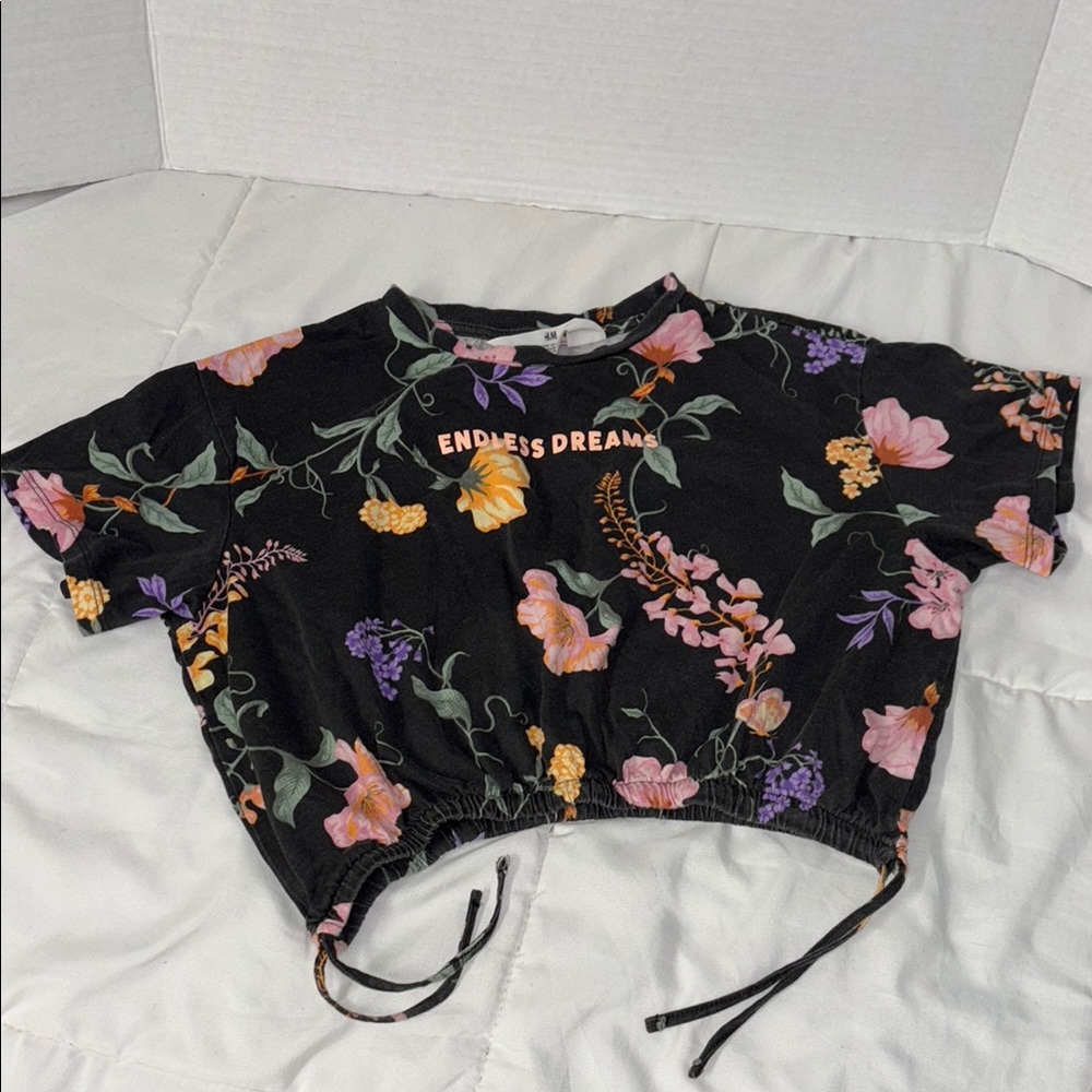 H&M Black and Pink Crop Top